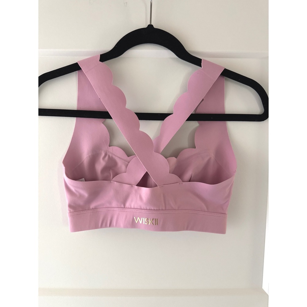 Wiskii Pink Sports Bra Scalloped Edge Crisscross Back Activewear Small - Picture 7 of 8